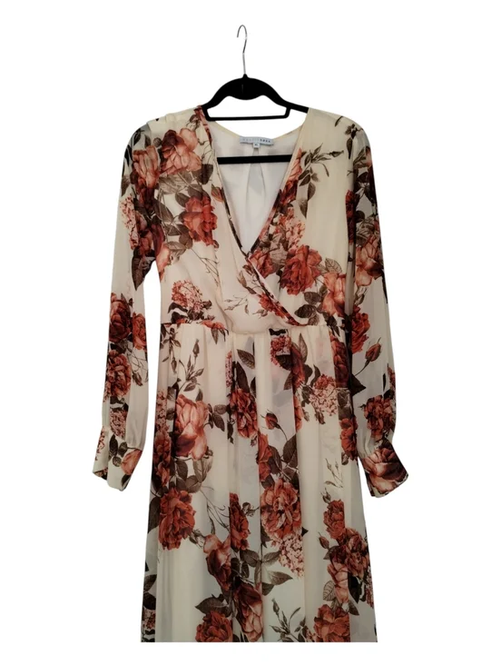Baltic Born Lydia Maxi Floral Dress Women's Size XL Cream Orange Rust Long V - Picture 3 of 7